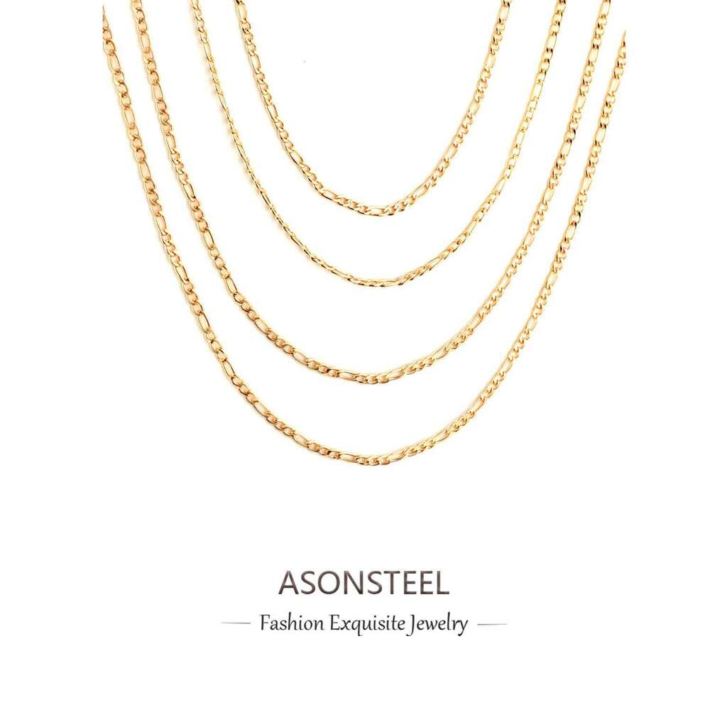 ASONSTEEL 1 Piece Rope Cuban Link Chain Stainless Steel Necklace 45cm/50cm/55cm/60cm Gold Color Jewelry For Women Men Trending H260312