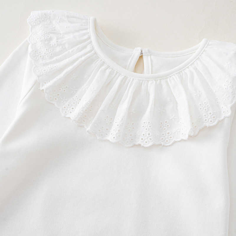 T-shirts Children's T-shirt for spring and autumn pure cotton girls' base shirt baby lace collar white shirt versatile inner wear for toddle