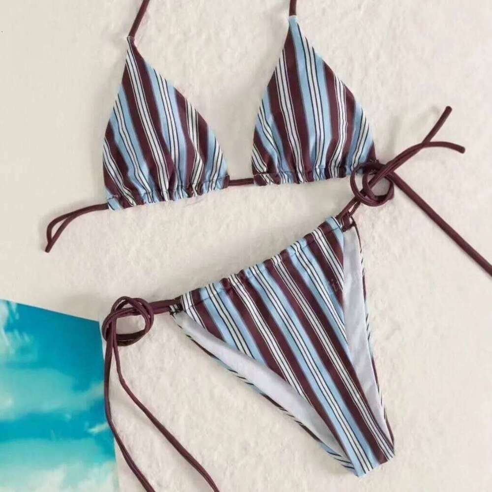 2026 Sexy Bikinis Striped Women Swimwear High Cut Triangle Swimsuit Two Piece Brazilian Bathing Suit Bikini Set Beachwear 26H0313