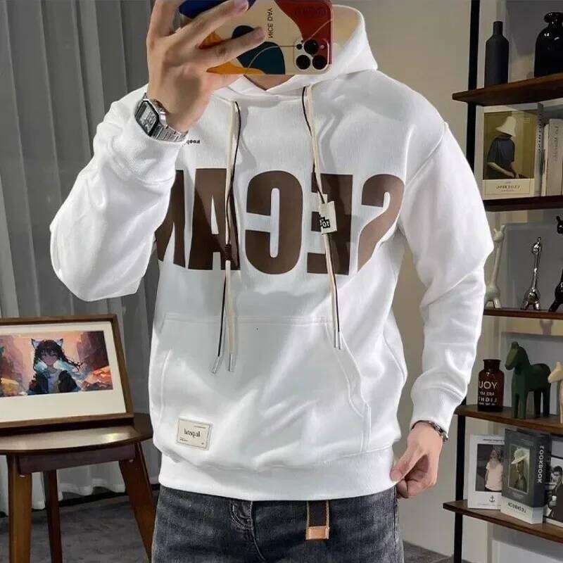 Autumn Male Hoodie White Overfit Korean Style Sweat Shirt Welcome Deal 90s Vintage Men's Hooded Sweatshirt One Piece Loose Funny Z260314