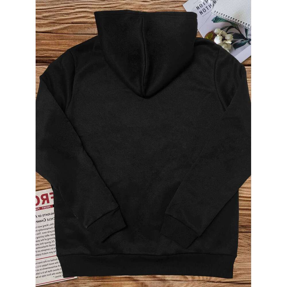 1pc OBM Men's Hooded Sweatshirt - Black Religious Message Pullover with Front Pocket, Loose Fit Hoodie Featuring "Jesves You Z260314