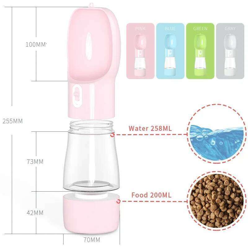Portable Dog Cat Bottle Food Container 2 in 1 Pet Water Feeder for Small Medium Dogs Outdoor Walking Puppy Drinking Bowls 26W0313