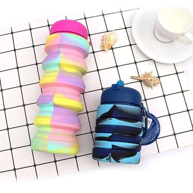 Silicone Collapsible Water Bottles,Portable Foldable Expandable Sports Cups, Leak Proof Reusable ,for Outdoor Activities Travel Z260313