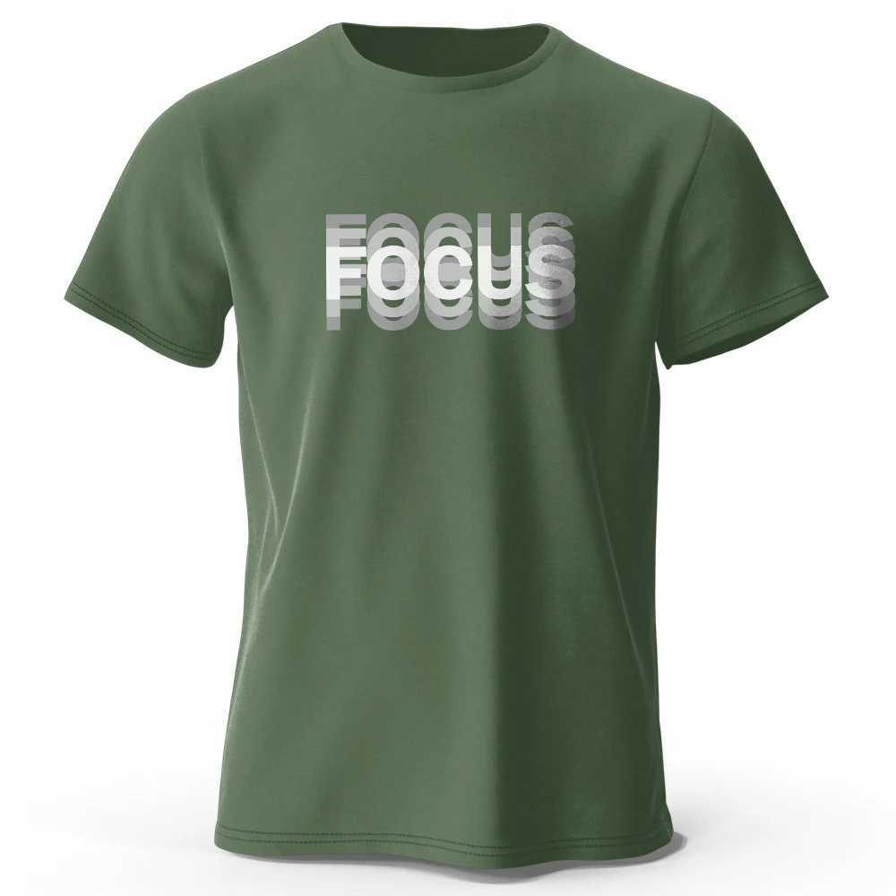 Focus Letter Minimalist Style 100 Cotton T-Shirt Lightweight Round Neck Short Sleeve Tee Perfect for Men Women D260313