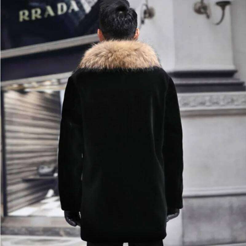 Luxury Brand Men's Autumn Winter Top Coat Faux Fur Collar Warm Simple Comfortable Casual Design Fashion Versatile Skinny Z260313