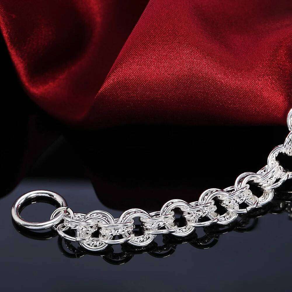 Fashion 925 Sterling Silver Ring Round Bracelets For Women Men Wedding Luxury Quality Jewelry Z260313