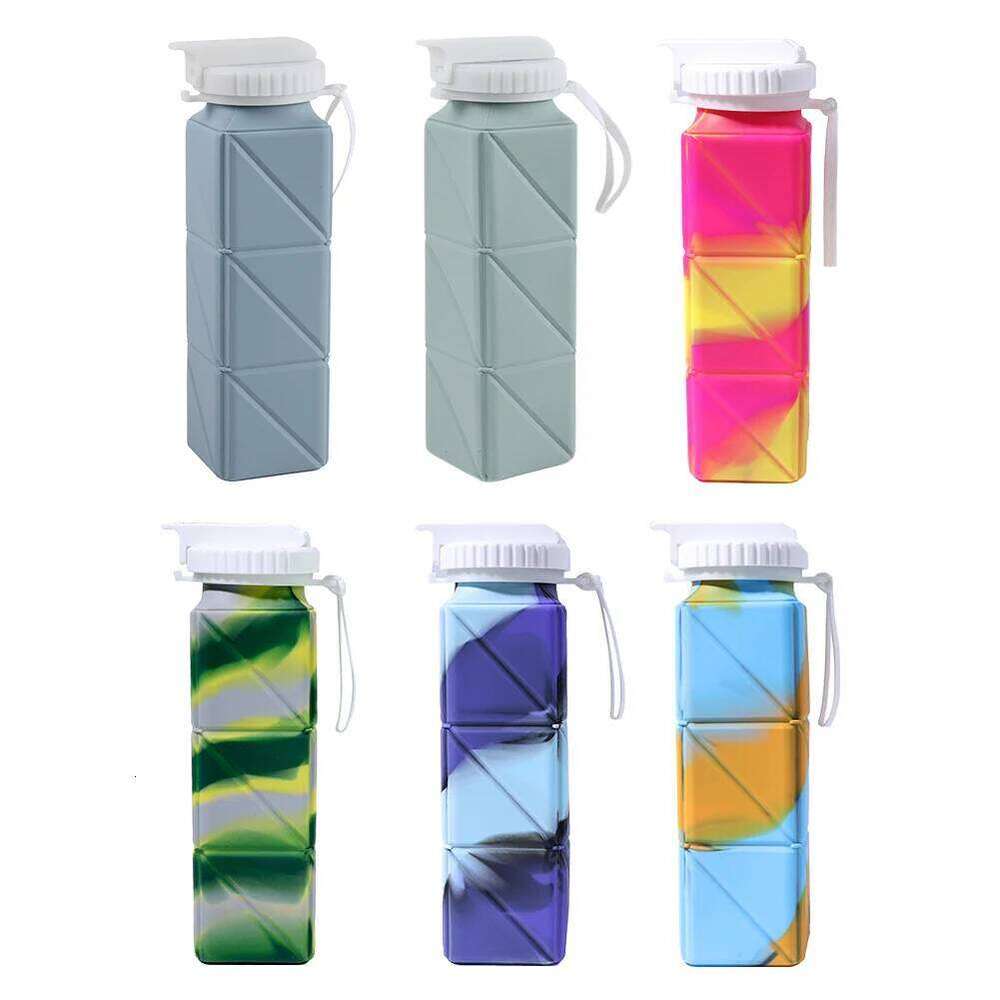 620ml Collapsible Silicone Foldable Water Bottle with Straw for Camping Hiking Running Z260314