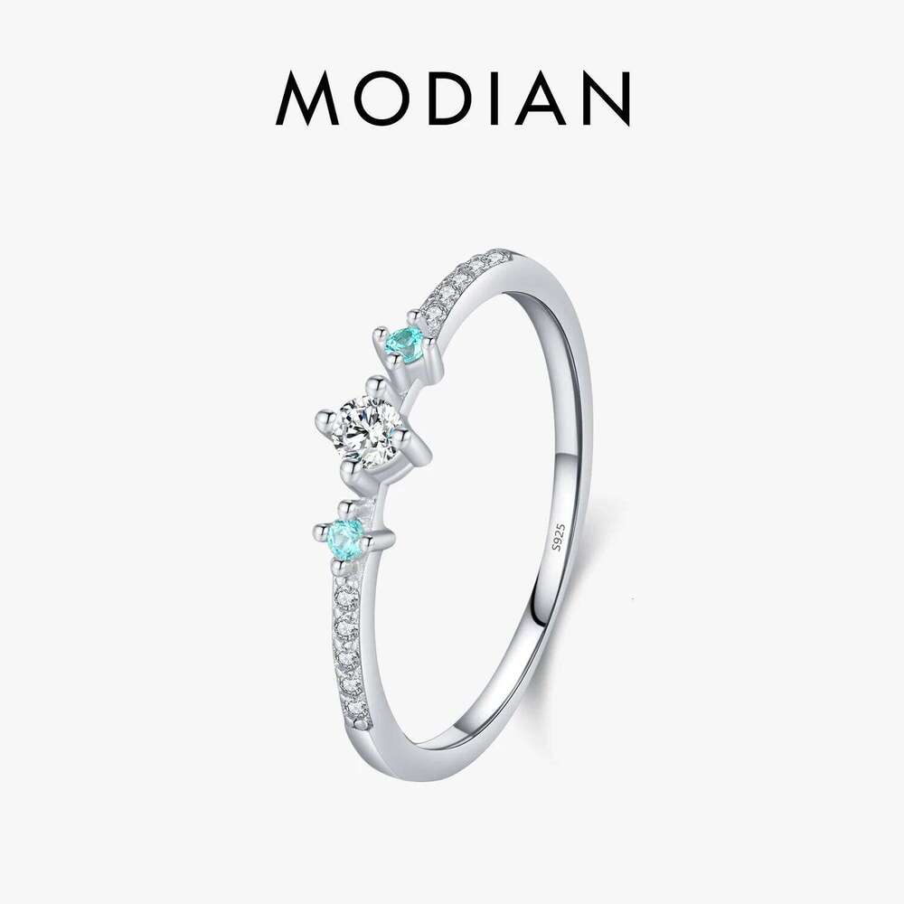 MODIAN 925 Sterling Silver Simple Basic Stackable Delicate Round Stone CZ Finger Ring For Women Party Jewelry Gift H260312