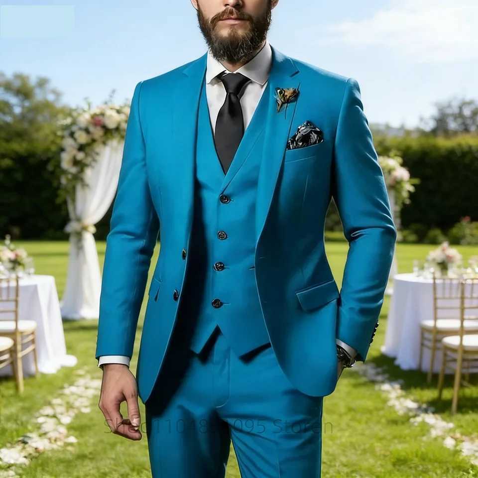 Classic Slim Fit Wedding Tuxedos 3 Piece Set for Groomsmen And Male Bridegroom Formal Business Suit with Jacket Vest Pants M260313