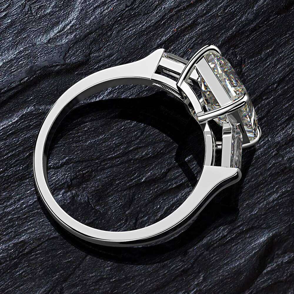 OEVAS 925 Sterling Silver Emerald Cut Created Gemstone Wedding Engagement High Carbon Diamonds Ring Fine Jewelry Gifts Wholesale H260312