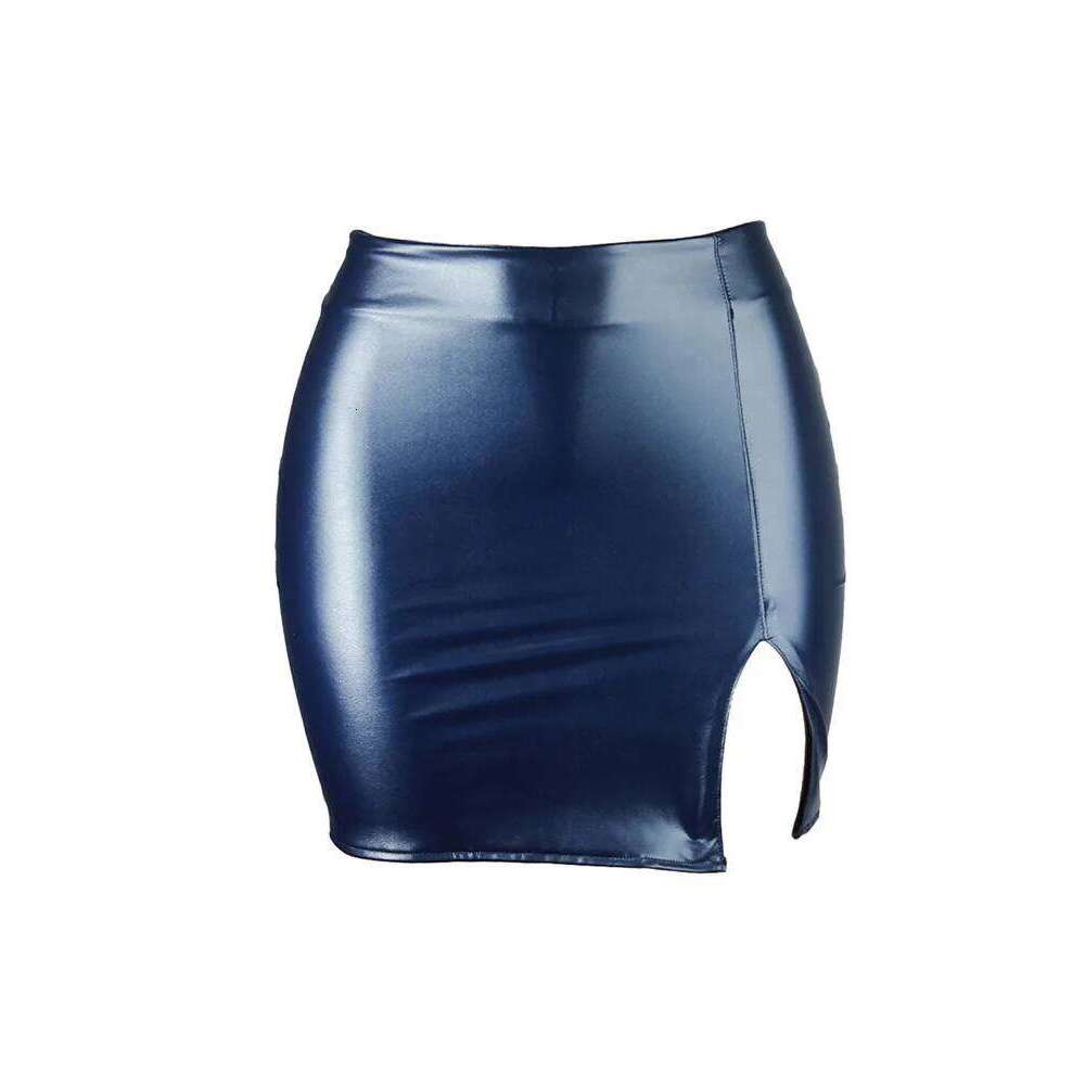 2025 Women Night Clubwear Summer Pure Color PU-leather Zipper Sexy Hip Leather Mini Skirts Z260314