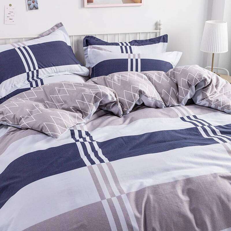 3PC 100% Set Striped Printing 1PC Duvet Cover 2PC Pillowcase Cotton Soft Skin Friendly Bedding H260312 - view 3