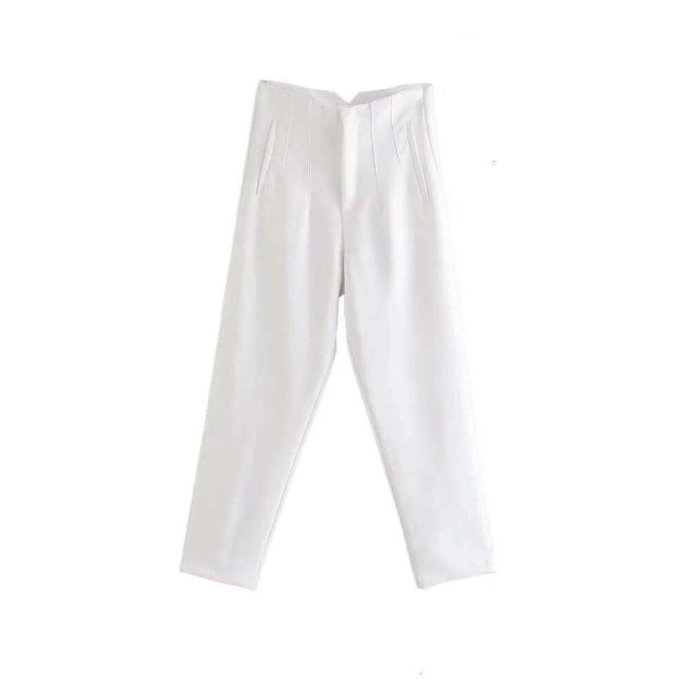 Women's Capris TRAF Women Chic Fashion With Seam Detail Office Wear Pants Vintage High Waist Zipper Fly Female Ankle Trousers Mujer 230321 Z26031