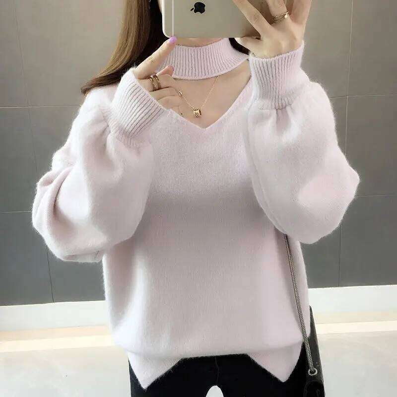 Woman Sweaters Velvet Padded Autumn Winter Pullover Thick Loose Lantern Sleeve Sweater Femme Chandails Pull Hiver Z260313