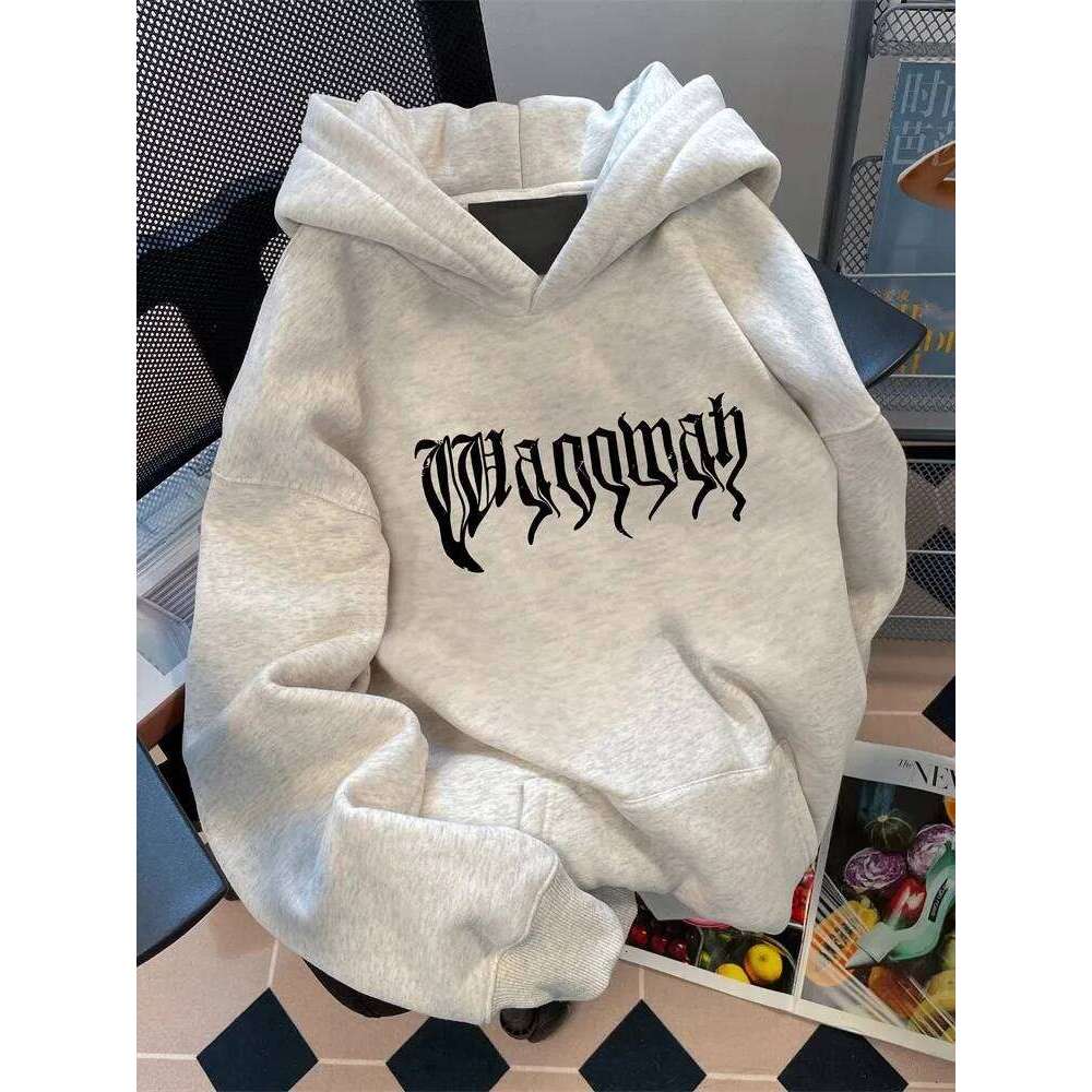 Super Stylish European American Street Design Niche Adult Men's Autumn Winter Fleece Warm Outdoor Loose Soft Hooded Sweatshirt Z260314