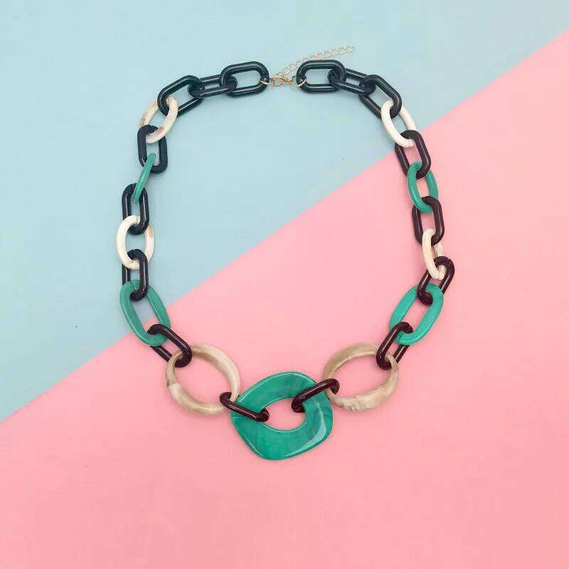 Handmade Color Block Geometric Necklace for Women Unique Statement Fashionable Daily Wear Acrylic Jewelry Free Shipping H260312