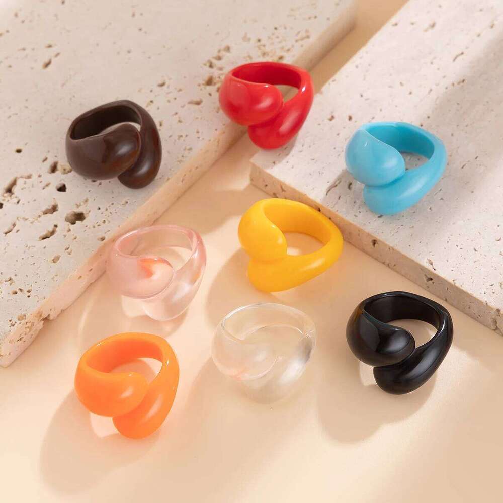 Ingemark Multicolor Resin Water Drop Chunky Women Boho Geometric Open Cuff Finger Rings Y2K Wed Jewelry Party Accessories H260312