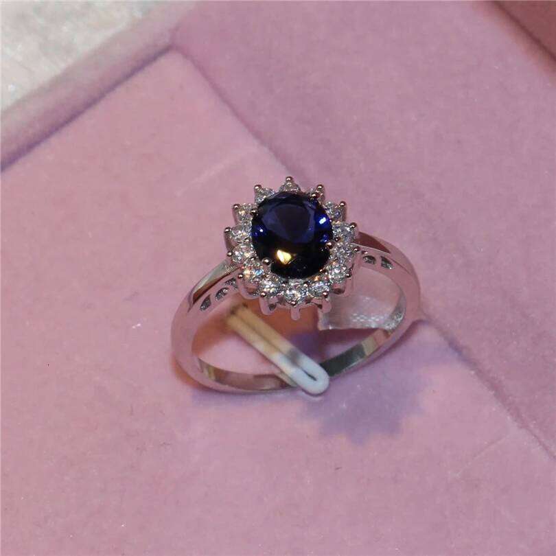 Princess Diana 925 Sterling Silver Engagement Ring Ruby Natural Amethyst Blue Sapphire Topaz Bridal Wedding Rings for Women H260312