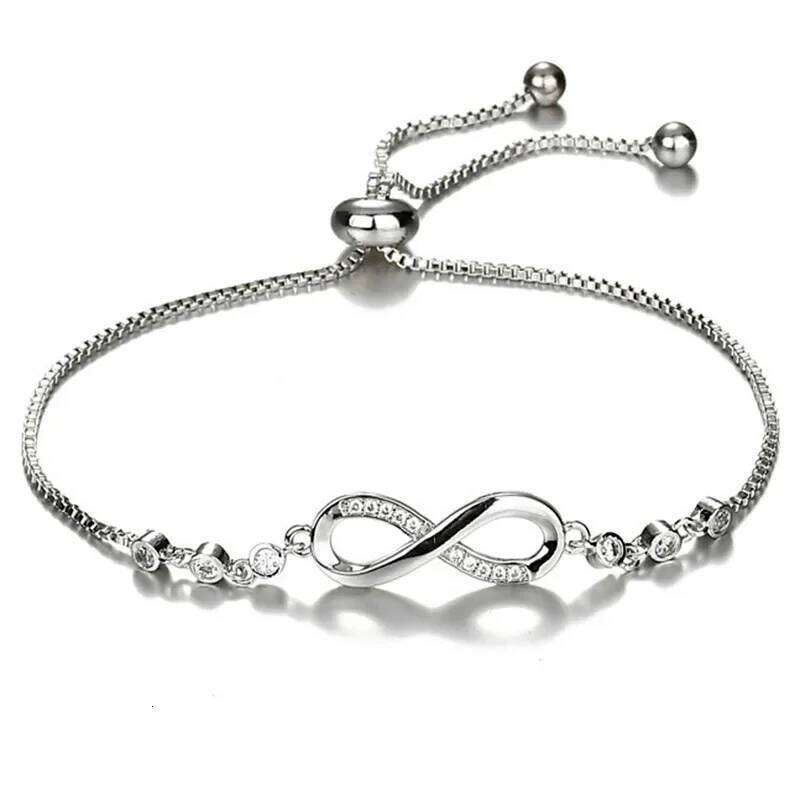 Fashion Crystal Infinity Summer Adjustable Zircon Endless Love Charm Bracelet Women GIirls Birthday Jewelry Gifts Z260313