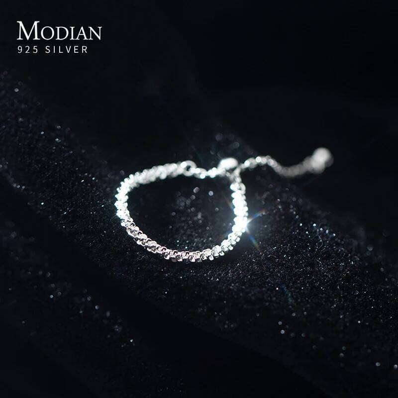 Modian 2021 New Real 925 Sterling Silver Dazzling Cute Adjustable Chain Finger Rings For Women Wedding Jewelry Accessories Anel H260312