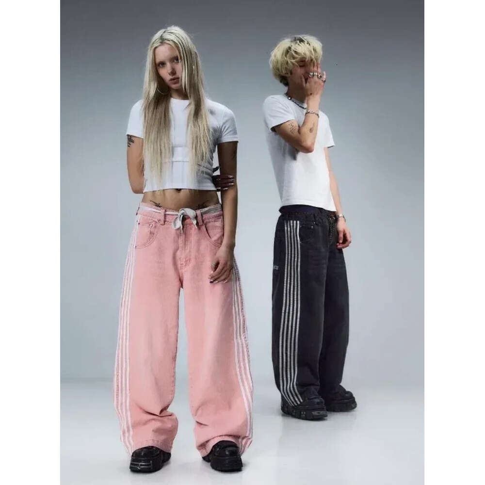 Men's Pants Y2K Baggy Jeans Harajuku Vintage Striped Embroidered High Quality Sweatpants Men Women Hip Hop Casual Wide Leg Streetwear Z260314
