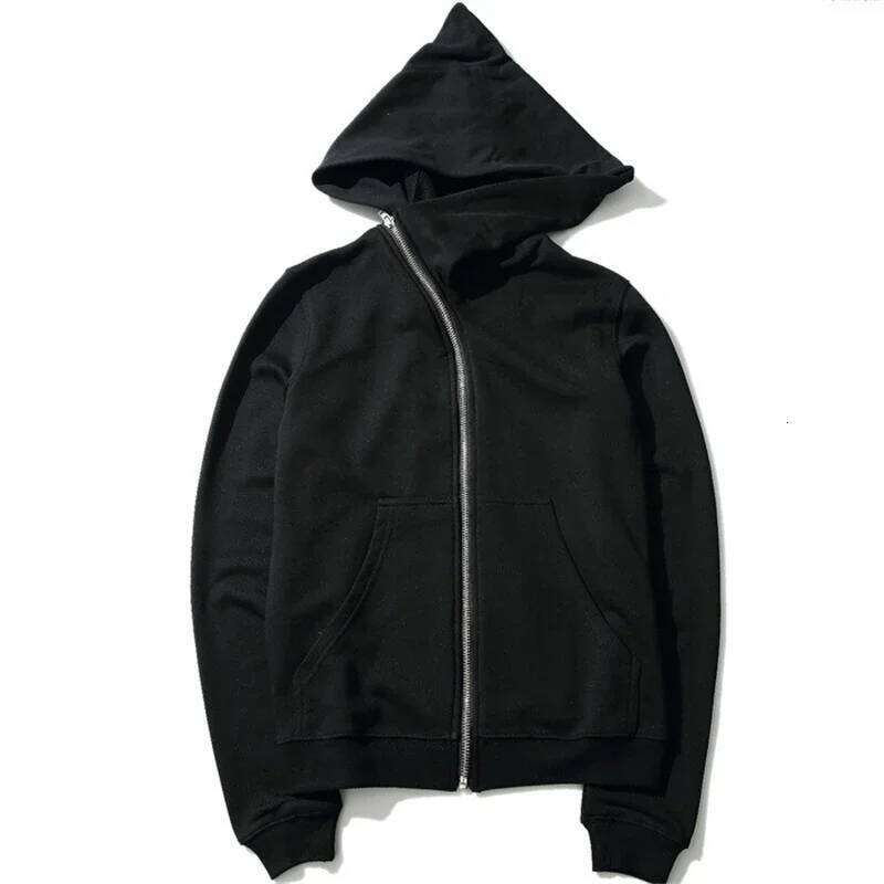 2025 New Hoodies Men Zipper Cardigan Harajuku Black Sweatshirts Hip Hop Swag Skateboard Streetwear Cloak Y2K Hooded Jacket Coat Z260315