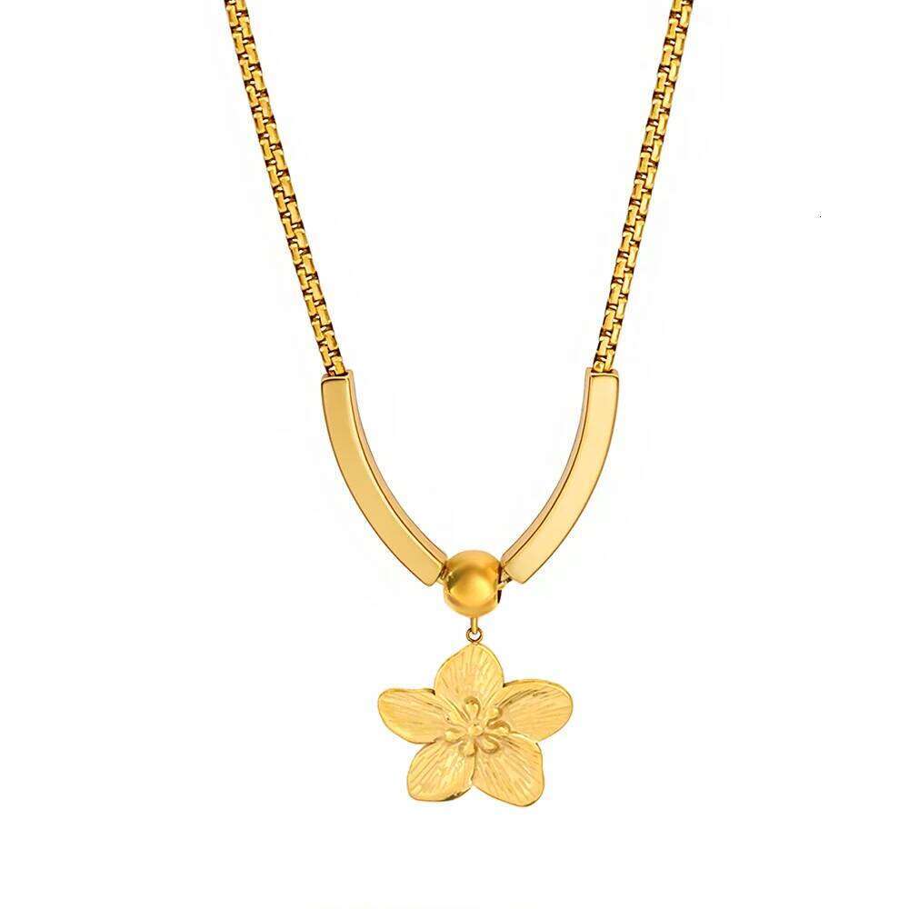 JINHUI Fashion Temperament Personalized Stainless Steel Flower Collarbone Necklace Dainty Allergic-proof Stacking Floral Jewelry H260312