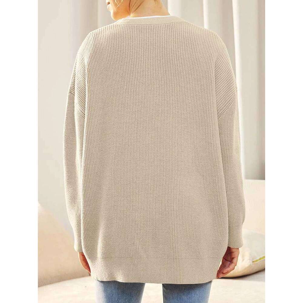 Women's V-Neck Knitwear Cardigan Jumper Solid Color Simple Versatile Autumn Winter New Style Button Detail Knitted Sweater Z260313