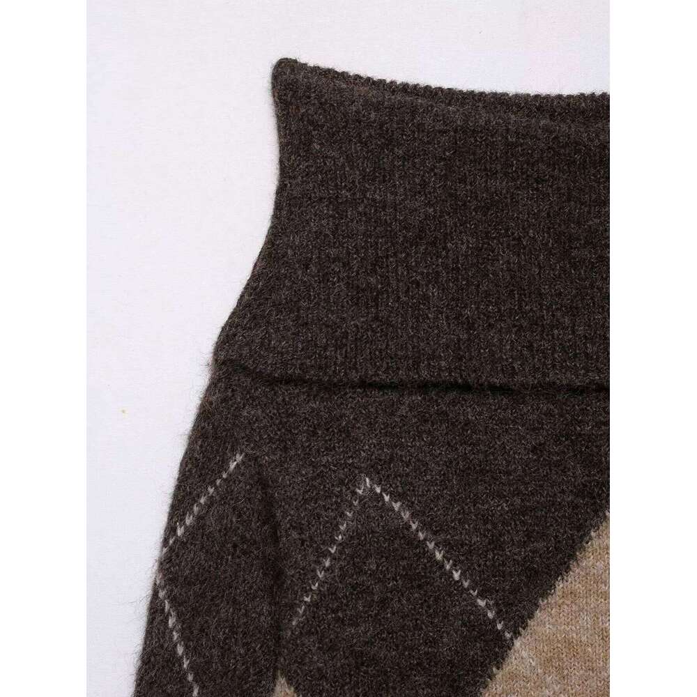 Autumn Women's Sweater Off Shoulder Fashion Argyle Womens Sweaters Temperament Slash Neck Knitted Pullovers Clothing Z260313