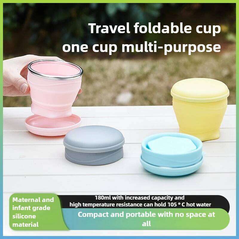 180ml Foldable Silicone Water Cup Portable Travel Mug Outdoor Camping Food Grade for Hiking Sports and Daily Use Z260313