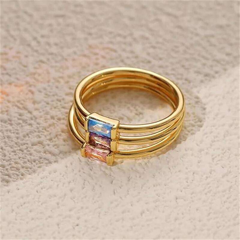 Birthstone Rings Women Dainty 14K Gold Plated Baguette CZ Green Gemstone Ring Personalized Jewelry Gift for Birthday H260312