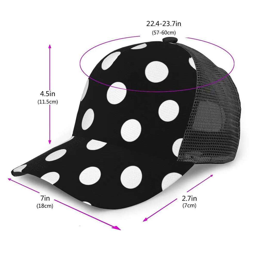Mesh Baseball Cap Men Women Black White Polka Dot Dad Unisex Hip Hop Outdoor Hat Gorras Z260313