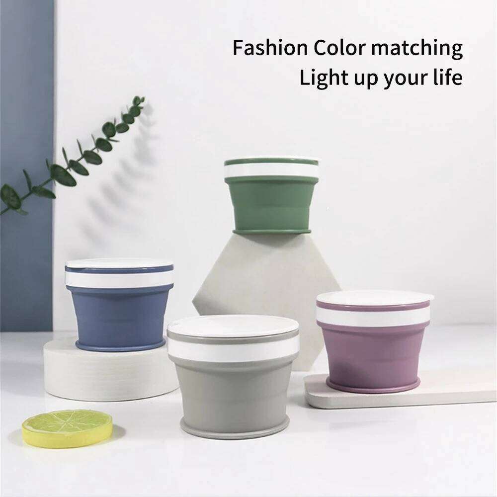 150ML Folding Mini Retractable Cup Silicone Portable Teacup Outdoor Travel Coffee Telescopic Drinking Mug with Lid Z260314