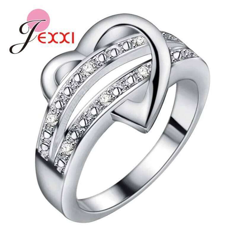 Engagement Ring Heart Shape Double Rows Design Original 925 Sterling Silver Rings Women Best Gift For Girlfriend Fashion H260312