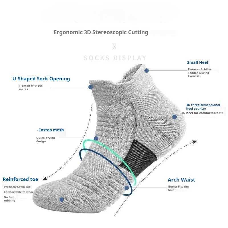 1/3 Pairs Anti-slip Football Socks Men Cotton Sock Short Long Tube Soccer Basketball Sport Socks Breathable Deodorous Sock 39-45 D260313