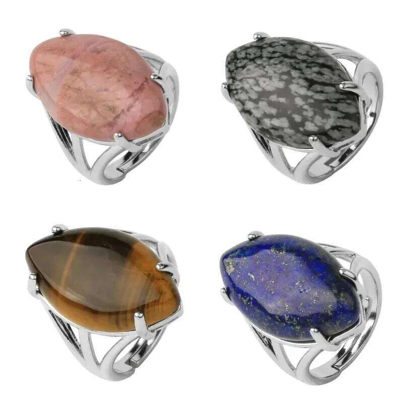 Oval Natural Stone Amethyst Ring for Boys Women Gift Retro Boho Gothic Anillos Steampunk Style At Halloween party H260312