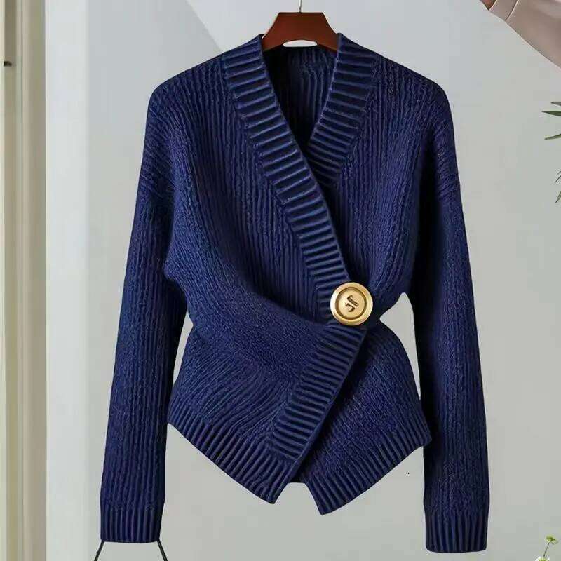 Casual Knit Cardigan Women Loose V Neck Long Sleeves One Button Sweater Female 2024 Fashion Solid Knitwears Lady Z260313