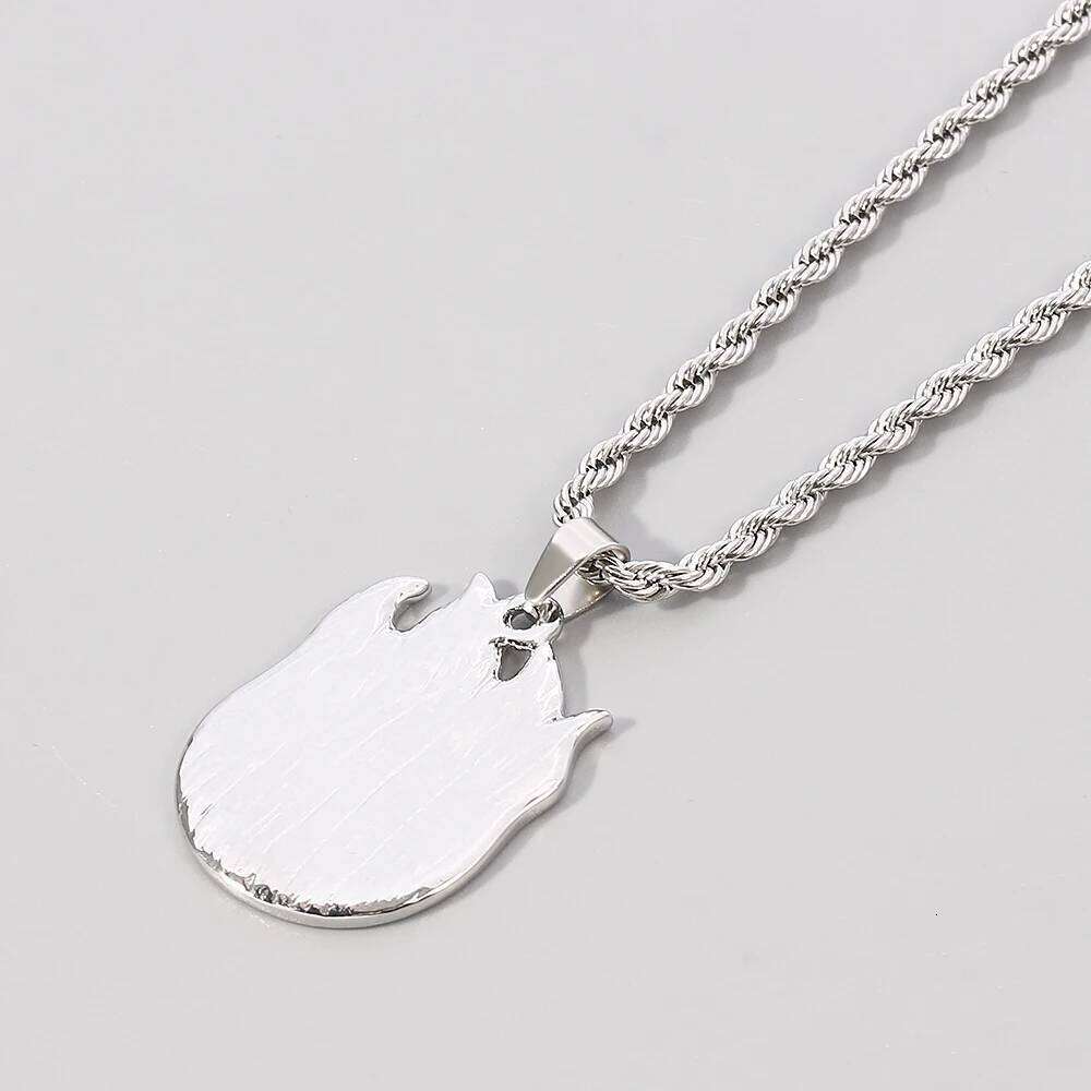 Hip-hop Magic Flame Face Pendant Red Metal For Man Collar Necklace Punk Rock Charm Bar Nightclub Jewelry Accessories H260312