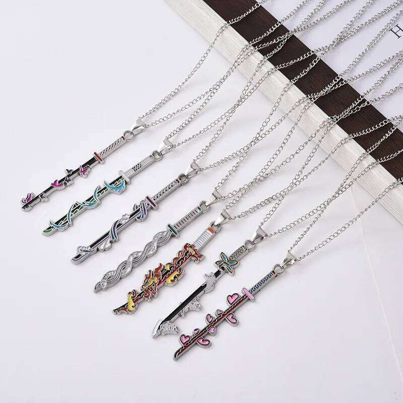 Anime Demon Slayer Necklace Enamel Kimetsu no Yaiba Pendant Choker Fans Cosplay Souvenir charms stainless steel jewelry Gift H260312