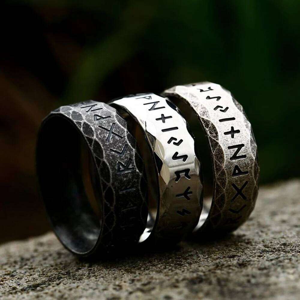 Fashion Nordic Rune Ring for Men Women Simple Amulet 316L Stainless Steel Vintage Viking Rings Jewelry Gift Wholesale H260312