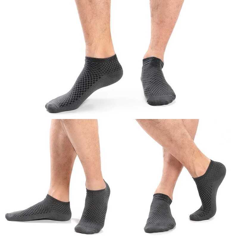 5Pairs/Mens Bamboo Fabric Socks High Quality Bamboo Fiber Casual Socks Breathable Antibacterial Deodorant Mens Ankle SocksEU45 D260313