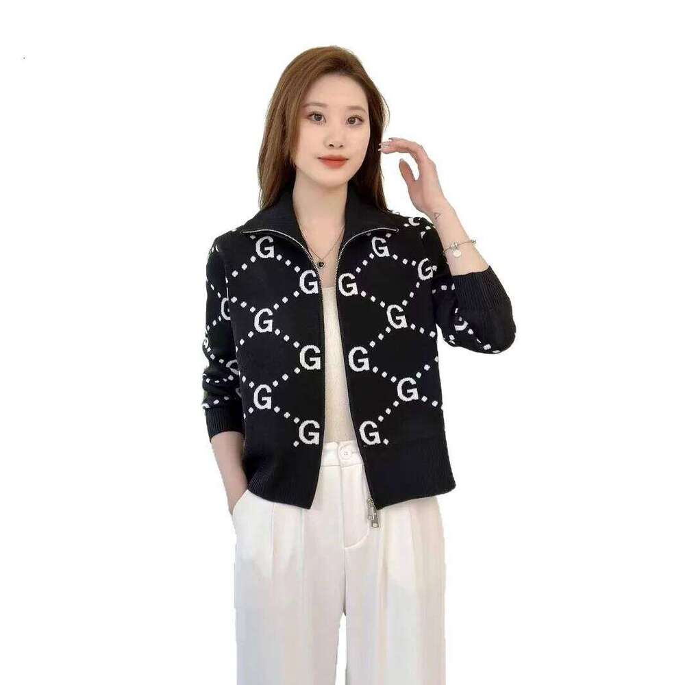 High End Chic Design Zipper Jacket Women Jacquard Long Sleeve Knitted Sweater Coat Female Fashion Short Cardigans Z260313