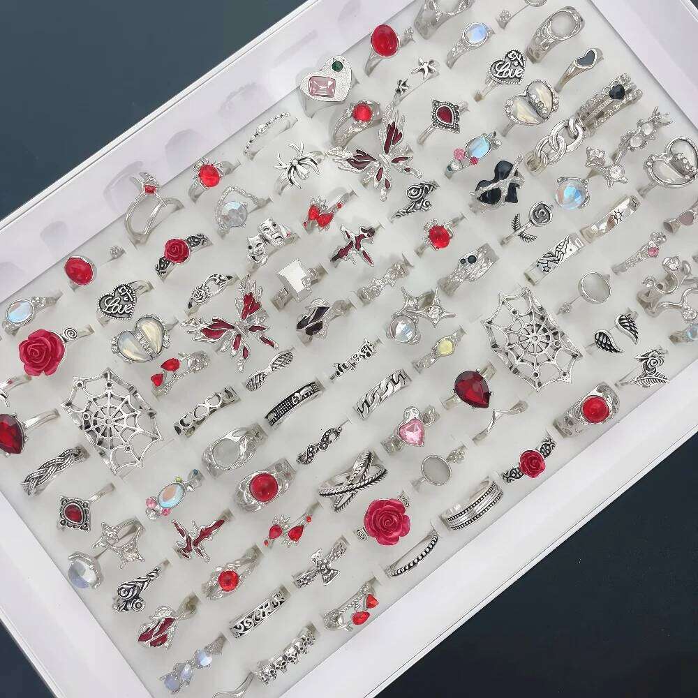 10/20/30Pieces Vintage Punk Butterfly Flower Spider Set Mix Style Halloween Finger Rings Jewelry Part Gifts H260312