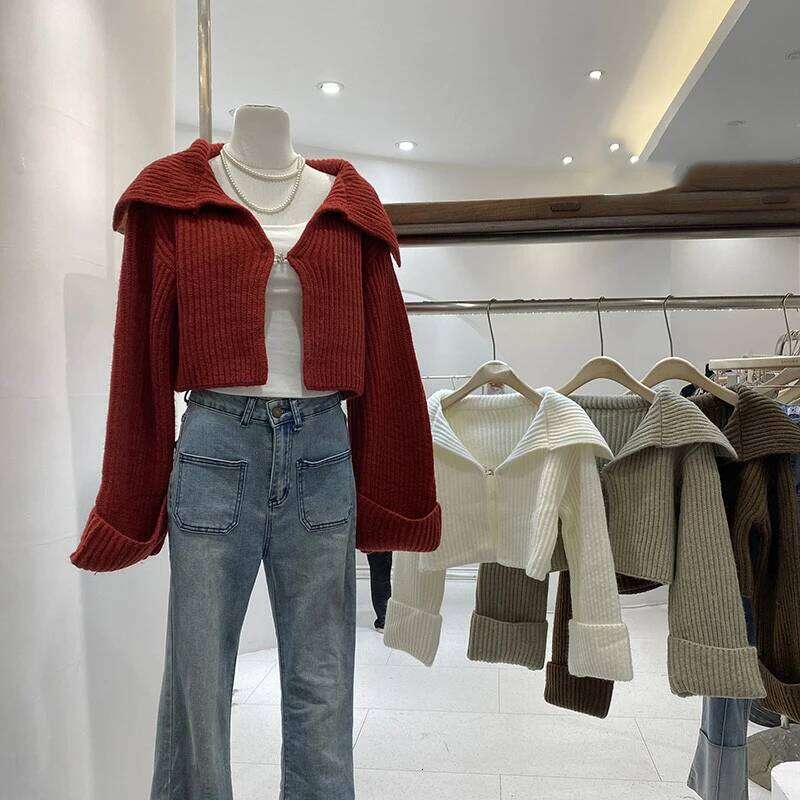 Thickened Knitted Cardigan One Button Spring Autumn New Korean Edition Versatile Fashion Western Style Short Sweater Women's Top Z260313
