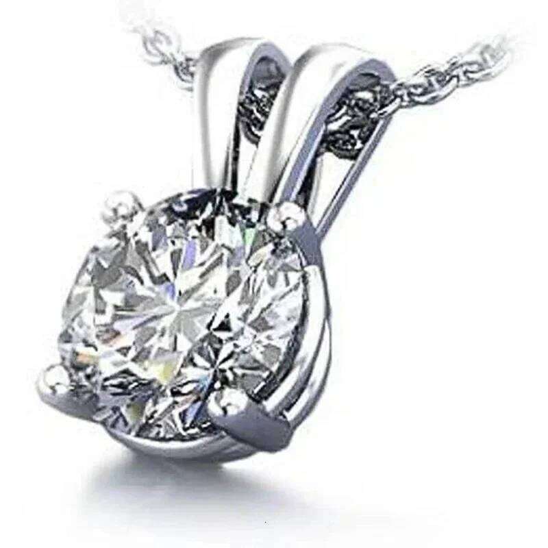 Ne'w Simple Design Round Cubic Zirconia Pendant Necklace for Women Silver Color Brilliant Wedding Engagement Statement Jewelry H260312