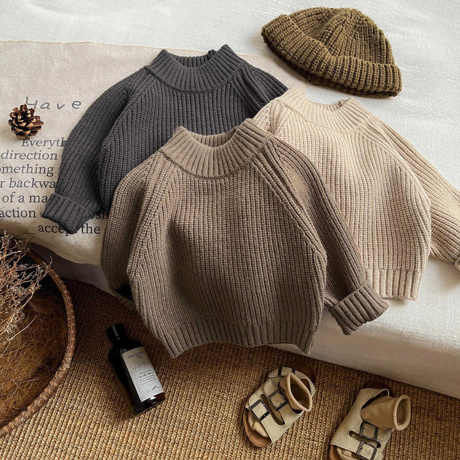 Pullover Korean children's clothing new autumn and winter children's tops chunky knit pullover base layer half-high collar sweater for boys 