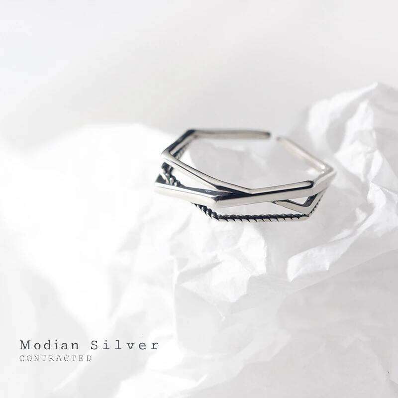 Modian Irregular Geometric Cross Line Authentic Sterling Silver 925 for Women Free Size Simple Ring Fine Jewelry Bijoux H260312