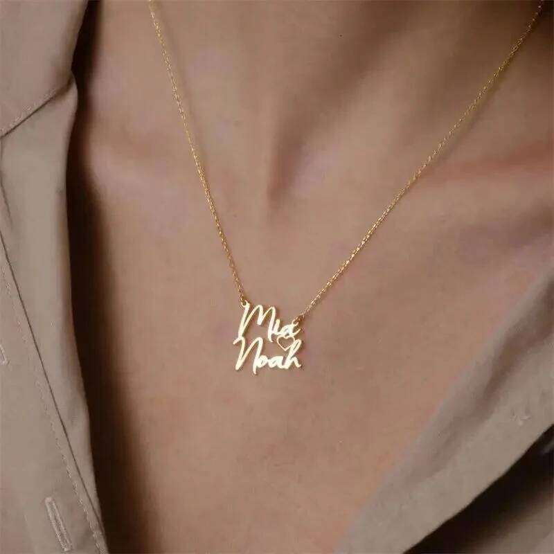 Customized Couple Necklace Personalized Double Name Pendant Stainless Steel Jewelry Valentine's Day Gifts H260312