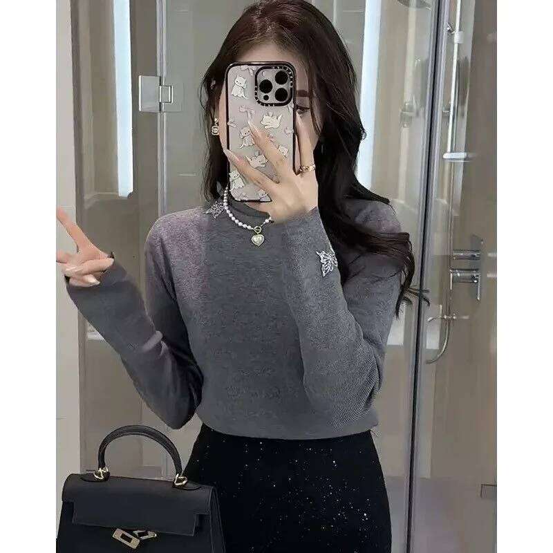 Half Turtleneck Bottoming Women's Sweater Autumn and Winter Fashionable Pullover Butterfly Print Top Z260313