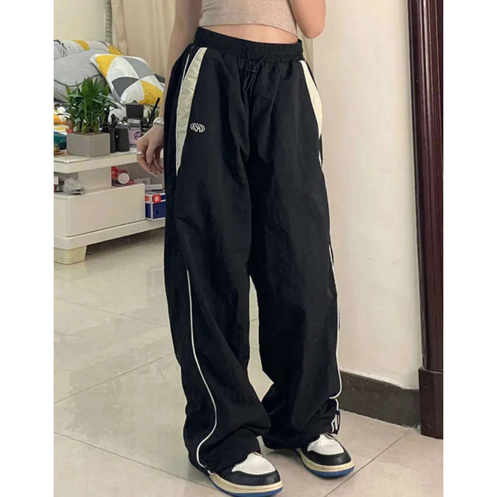 Long Retro Fashion Womens Extra Large Elastic Waist Pocket Y2K Wide Leg Pants Casual Street Bag Trousers Z260314